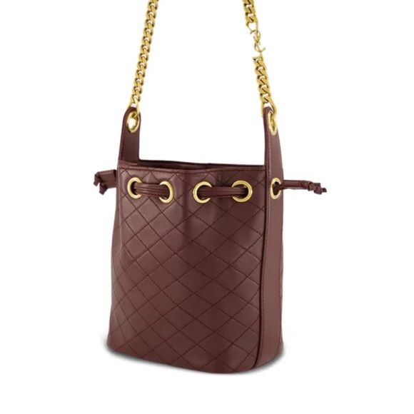 Saint Laurent Cassandre Mini Quilted Leather Bucket Shoulder Bag in Burgundy NWT - Picture 7 of 12